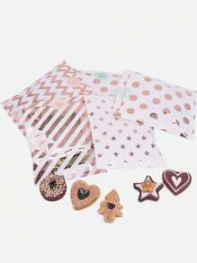 20入組對待糖果袋派對禮品紙包鋸齒紋波卡圓點條紋圖案紙工藝包麵包店包 - 玫瑰金 - 查看 1