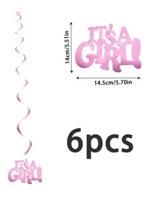 嬰兒6入組派對懸掛裝飾用品 - 粉色 - 查看 3