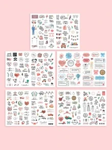 5入組標語圖形什錦貼紙婚禮裝飾用簡單多用途貼紙 - 白色 - 查看 2
