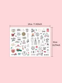5入組標語圖形什錦貼紙婚禮裝飾用簡單多用途貼紙 - 白色 - 查看 3