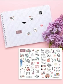 5入組標語圖形什錦貼紙婚禮裝飾用簡單多用途貼紙 - 白色 - 查看 5