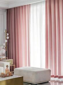 1pc Soft Pink Velvet Curtain, Simple Style Decorative Curtain For Living Room And Bedroom, Not See-Through - Pink - View 6