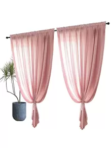 1pc Soft Pink Velvet Curtain, Simple Style Decorative Curtain For Living Room And Bedroom, Not See-Through - Pink - View 7