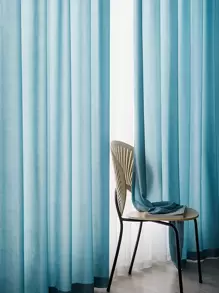 1片柔軟藍色窗簾,極簡風格絲絨材質不透明,適用於客廳或臥室家居裝飾 - 青碧色 - 查看 8