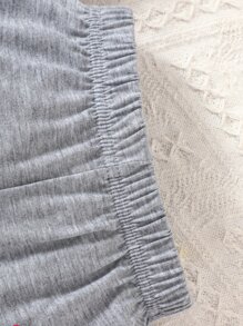 Baby Cartoon & Letter Graphic Tee & Shorts - Light Grey - View 3