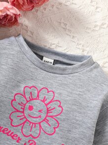 Baby Cartoon & Letter Graphic Tee & Shorts - Light Grey - View 5