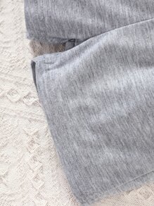 Baby Cartoon & Letter Graphic Tee & Shorts - Light Grey - View 6