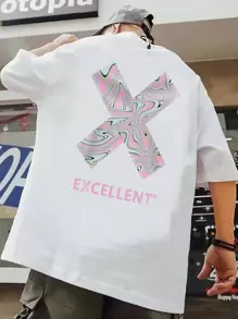 Manfinity EMRG Loose Men's Letter Print Drop Shoulder T-Shirt - White - View 1