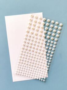 1pc White Faux Pearl Assorted Sticker, Simple Multi-Purpose Sticker For DIY Craft, Decoration Back To School - White - View 1