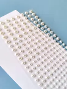 1pc White Faux Pearl Assorted Sticker, Simple Multi-Purpose Sticker For DIY Craft, Decoration Back To School - White - View 5