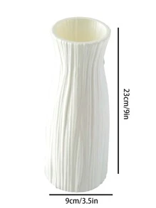 1入組塑膠花瓶現代白色花瓶適用於花 - 白色 - 查看 2