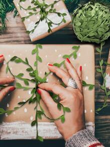 1 Cuộn Lá Trang Trí Gói Quà Ruy Băng Đơn Giản Vải Không Dệt Giả Cây Nho Thiết Kế Gói Quà Băng Đảng, Ngày Lễ - màu xanh lá - Xem 2