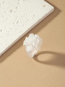 花朵裝飾戒指 - 白色 - 查看 1
