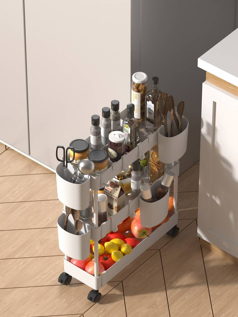 WORTHBUY 1pc Plastic Storage Rack, Modern Multifunction 3 Layer Holder For Home - White - View 1