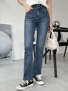 DAZY High Waist Flare Leg Jeans - Medium Wash - View 3