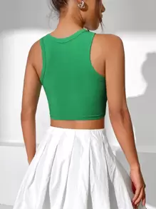 SHEIN EZwear Áo khoác và áo lót dành cho xe tăng nữ Gân đan màu trơn Giải trí - màu xanh lá - Xem 2