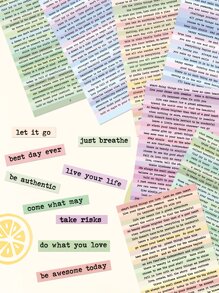 8pcs Slogan Graphic Assorted Sticker, Simple Multi-Purpose Sticker For DIY Craft, Decoration Back To School - Baby Pink - View 2