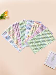 8pcs Slogan Graphic Assorted Sticker, Simple Multi-Purpose Sticker For DIY Craft, Decoration Back To School - Baby Pink - View 5