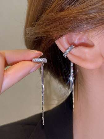 1pc Rhinestone Decor Ear Cuffs Copper Jewelry