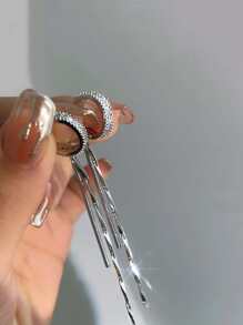 1pc Rhinestone Decor Ear Cuffs Copper Jewelry - Silver - View 4