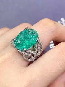 1 anillo de decoración de circonita cúbica, joyería de cobre