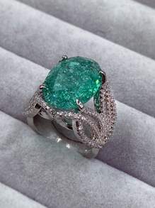 1 anillo de decoración de circonita cúbica, joyería de cobre