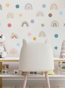 4入组/套PVC牆貼,現代星星和彩虹樣式牆貼 - 彩色 - 查看 3