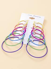 6pairs Minimalist Hoop Earrings - Multicolor - View 3