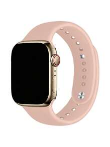 Silicone Watchband Compatible With Apple Watch - Pink - View 1