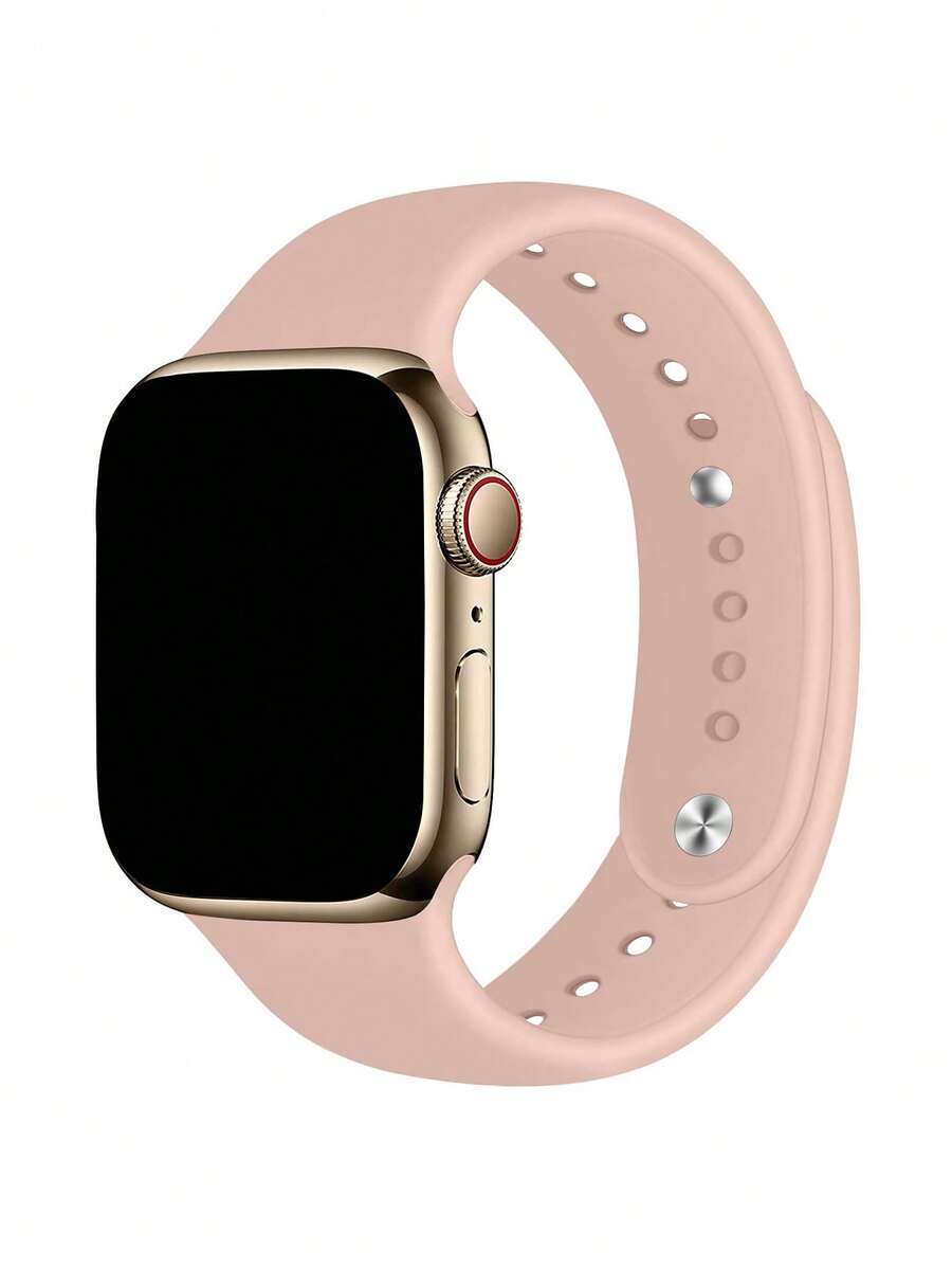 Silicone Watchband Compatible With Apple Watch - Pink - View 1