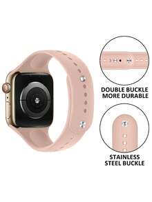 Silicone Watchband Compatible With Apple Watch - Pink - View 5
