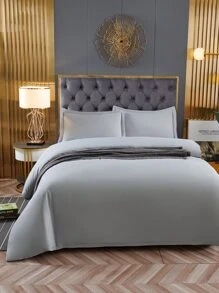 3pcs/set Solid Duvet Cover Set Without Filler, Simple Polyester Duvet Cover Set (1pc Comforter Cover & 2pcs Pillowcase) For Bedroom - Red - View 1