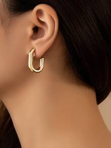 2入組極簡耳夾 - 金黃色 - 查看 1