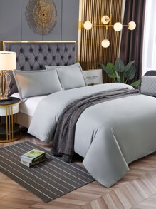 3pcs/set Solid Duvet Cover Set Without Filler, Simple Polyester Duvet Cover Set (1pc Comforter Cover & 2pcs Pillowcase) For Bedroom - Red - View 7