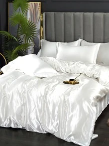 1入組白色羽絨被套無填充物臥室簡單滌綸柔軟羽絨被套 - 白色 - 查看 2