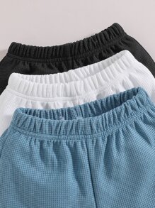 SHEIN Toddler Boys 3pcs Letter Patched Detail Shorts - Multicolor - View 3