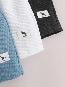 SHEIN Toddler Boys 3pcs Letter Patched Detail Shorts - Multicolor - View 4