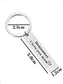 1入組女士標語細節幾何吊飾時尚鑰匙扣母親節禮物 - 復古銀色 - 查看 3