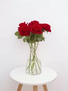 1入組人造玫瑰簡單紅色滌綸假花適合派對婚禮假日 - 紅色 - 查看 1