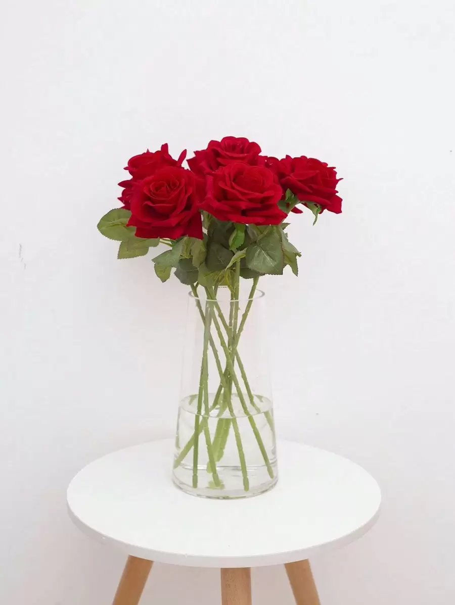 1入組人造玫瑰簡單紅色滌綸假花適合派對婚禮假日 - 紅色 - 查看 1