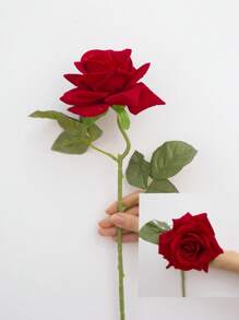 1入組人造玫瑰簡單紅色滌綸假花適合派對婚禮假日 - 紅色 - 查看 5