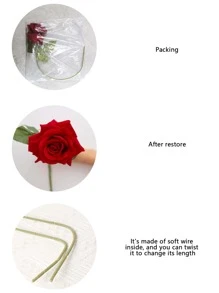 1入組人造玫瑰簡單紅色滌綸假花適合派對婚禮假日 - 紅色 - 查看 6