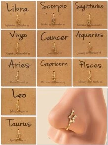 1 Đơn Giản & Phong Cách Kim Cương Giả Trang Trí Mũi Nhẫn Không Cần Xỏ Lỗ Giả Kẹp Cho Nữ & Bé Gái bộ Trang Sức Đồng - Vàng - Xem 1