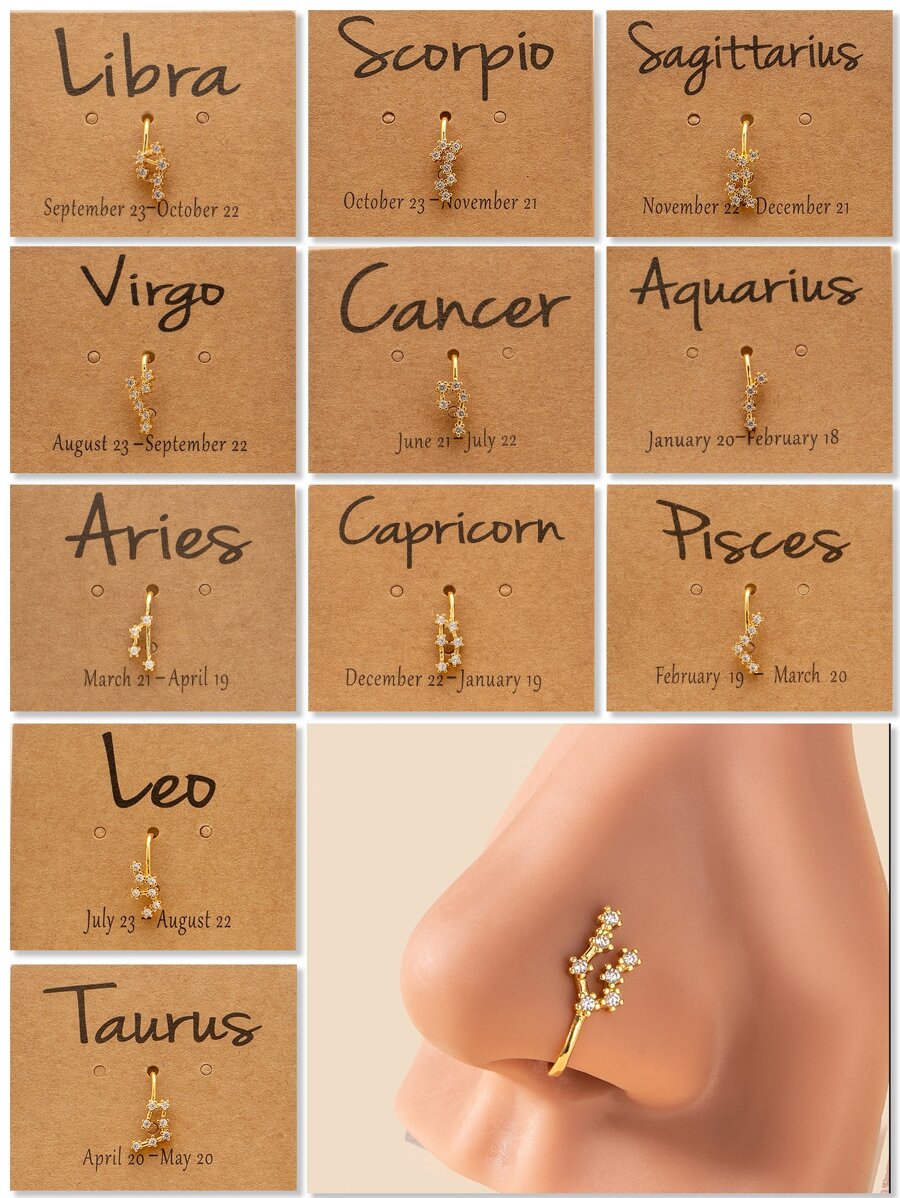 1 Đơn Giản & Phong Cách Kim Cương Giả Trang Trí Mũi Nhẫn Không Cần Xỏ Lỗ Giả Kẹp Cho Nữ & Bé Gái bộ Trang Sức Đồng - Vàng - Xem 1