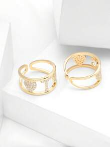 1入組鏤空設計戒指 - 金黃色 - 查看 2