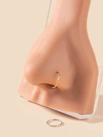 2 יח'\סט מינימליסטי שרוול האף נירוסטה פופולרי פירסינג תכשיטי גוף מתנה לנשים וגברים, תכשיטי נירוסטה