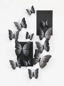 12 pièces Sticker mural 3D, décoration murale design papillon pour salon, chambre à coucher, stickers, décalcomanie murale, décalcomanie vinyle pour décorations de la maison, articles de décoration de printemps pour rafraîchir votre maison, stickers de décoration Rama