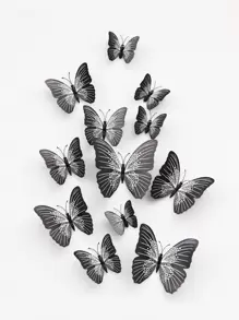 12 pièces Sticker mural 3D, décoration murale design papillon pour salon, chambre à coucher, stickers, décalcomanie murale, décalcomanie vinyle pour décorations de la maison, articles de décoration de printemps pour rafraîchir votre maison, stickers de décoration Rama