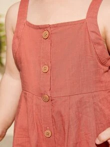 SHEIN Baby Button Front Cami Romper - Burnt Orange - View 6