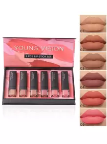 6 piezas de larga duración mate Lápiz labial Kit - Multicolor - Ver 1